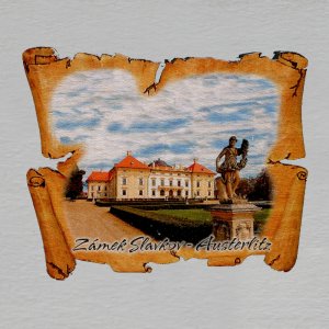 Slavkov - Austerlitz - zámek - magnet pergamen