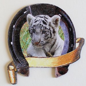 Tygr bílý - magnet podkova