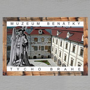 Benátky nad Jizerou - Muzeum - Tycho Brahe - magnet C6 rám dvojitý - barva