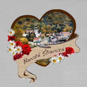 Banská Štiavnica - magnet srdce kytky červené