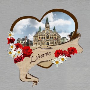 Liberec - magnet srdce kytky červené