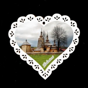Bardejovské kostely - Ladomírová - magnet srdce krajka