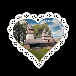 Bardejovské kostely - Lukov - magnet srdce krajka