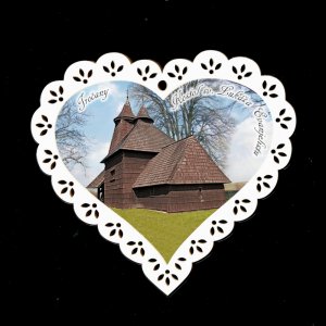 Bardejovské kostely - Tročany - magnet srdce krajka