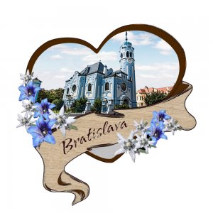 Bratislava - Kostol sv. Alžbety - magnet srdce kytky modré