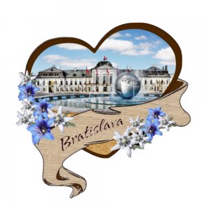 Bratislava - Prezidentský palác - magnet srdce kytky modré