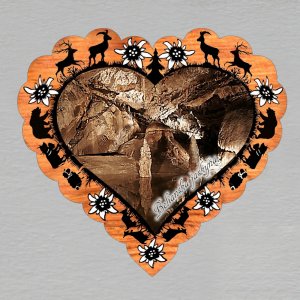 Belianska jaskyňa - magnet srdce krajka oranž