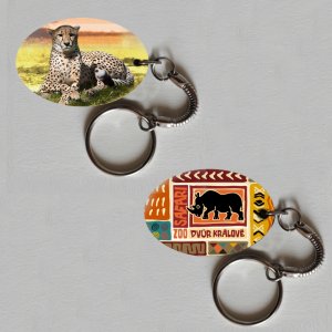 ZOO Dvůr Králové - Gepard a logo - klíčenka ovál