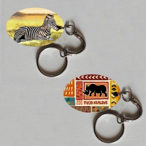 ZOO Dvůr Králové - Zebra a logo - klíčenka ovál