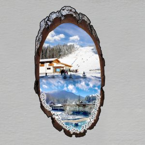 Oravice - Thermal Spa - Hotel Ski resort - magnet kůra ovál - koláž
