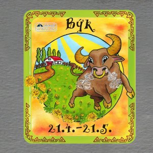 Špindlerův Mlýn - Skiareál - kresba - znamení zvěrokruhu Býk - magnet obdélník dvojitý