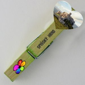 Spišský hrad - kolíček srdce s magnetem - zeleň