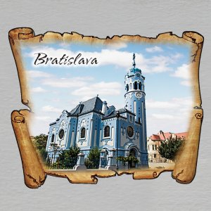 Bratislava - Kostol sv. Alžbety  - Modrý kostolík - magnet mini pergamen