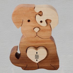 Baumwipfelpfad - pes se srdcem - puzzle - oboustranný gravír