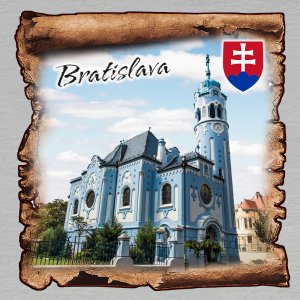 Bratislava - Kostol sv. Alžbety  - Modrý kostolík - znak - magnet papyrus