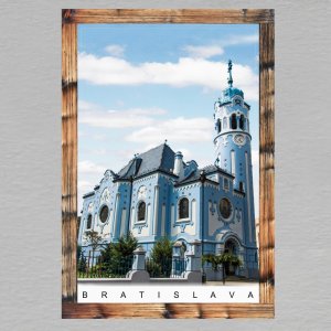 Bratislava - Kostol sv. Alžbety - magnet C6 rám dvojitý