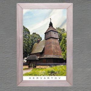 Bardejovské kostoly - Hervartov - obrázek s rámečkem 14x20cm