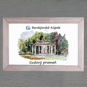 Bardejov - Bardejovské Kúpele - L'udový prameň - obrázek s rámečkem 14x20cm