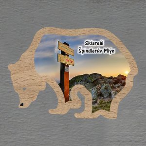 Špindlerův Mlýn - Skiareál - rozcestník - magnet medvěd