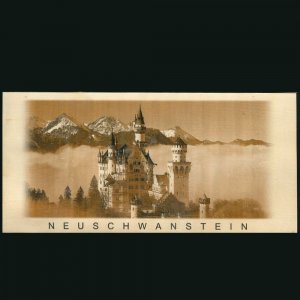 Neuschwanstein - pohled DL - sépie
