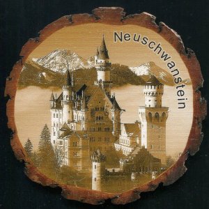 Neuschwanstein - magnet kůra kulatý - sépie