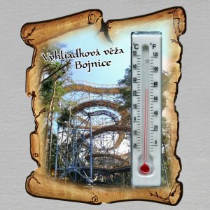 Bojnice - Vyhliadková veža - magnet s teploměrem - pergamen