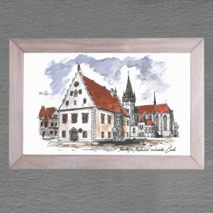 Bardejov - malovaný - obrázek s rámečkem - 20x29cm