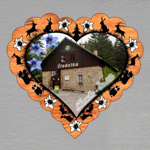 Harrachov - Šindelka - magnet srdce oranž hořce