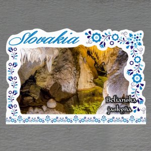 Belianska jaskyňa - magnet C6 rám Slovakia výšivka dvoijtý