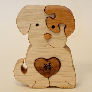 Kráľovstvo lesa - puzzle masiv pes se srdcem