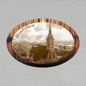 Bratislava - magnet mini ovál sépie