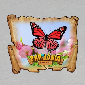 Motýlí dům Papilonia - Motýl červený - magnet mini pergamen
