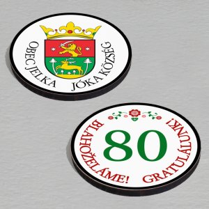 Obec Jelka - 80 let - podtácek kulatý 12 cm
