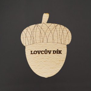Lovcův dík - žalud - otvírák s magnetem a gravírem