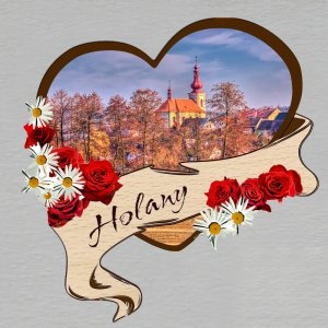 Jachta Holany - magnet srdce s květy červené