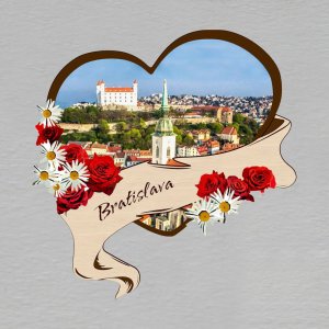 Bratislava - Hrad - magnet - srdce kytky červené