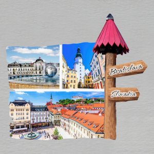 Bratislava - magnet rozcestník šipky