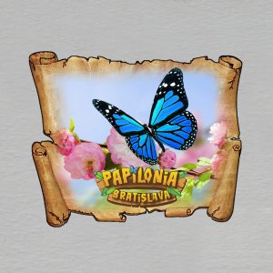 Papilonia Bratislava - motýl modrý - magnet mini pergamen