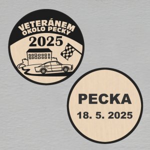 Veteránem okolo Pecky - medaile s oboustranným tiskem