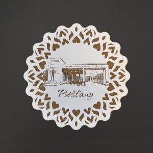 Piešťany - podtácek kulatý bílý
