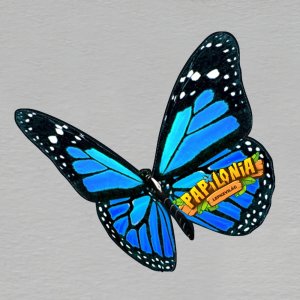 Papilonia Budapešť - motýl modrý - magnet ořez masiv