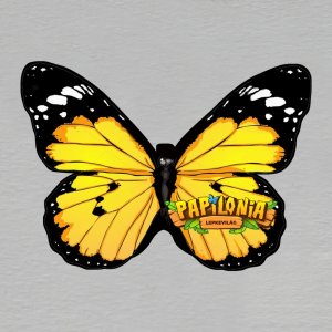 Papilonia Budapešť - motýl žlutý - magnet masiv ořez