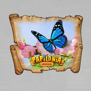 Papilonia Budapešť - motýl modrý - magnet mini pergamen
