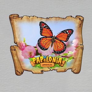 Papilonia Budapešť - motýl oranžový - magnet mini pergamen