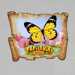 Papilonia Budapešť - motýl žlutý - magnet mini pergamen