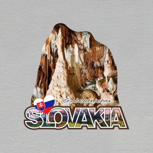 Gombasecká jaskyňa - magnet ořez text Slovakia