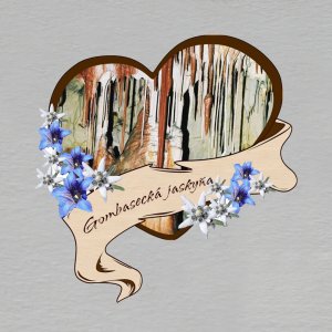 Gombasecká jaskyňa - magnet srdce kytky modré