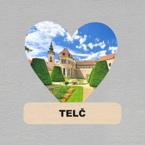 Telč - magnet srdce s textem
