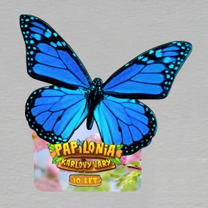 Motýlí dům Diana - modrý motýl 10 let - magnet dvojitý ořez