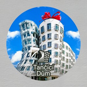 Tančící dům - magnet kulatý 4 cm